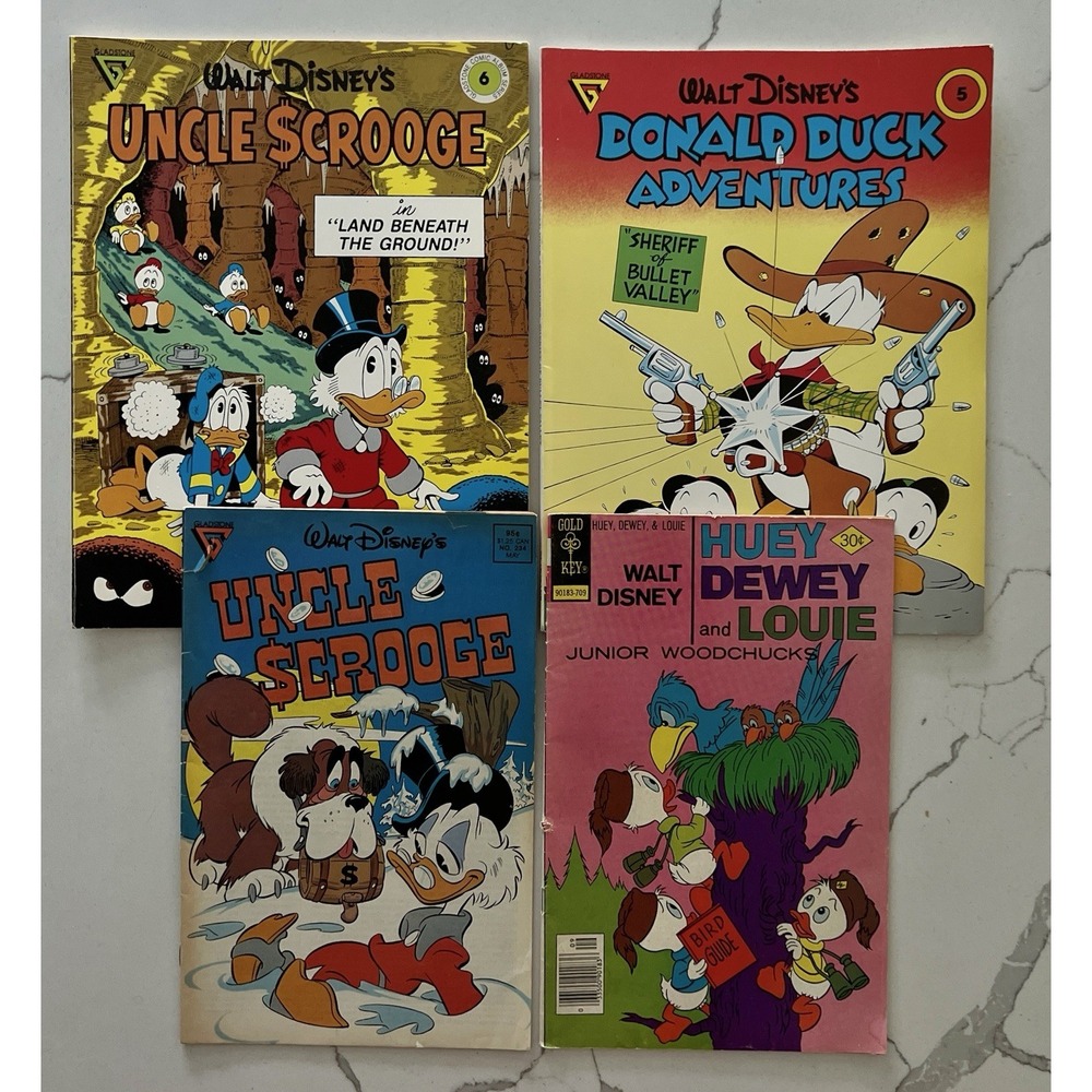 4 Walt Disney‎ Comic Bundle 1977-88 Uncle Scrooge Donald Duck Gold Key Gladstone